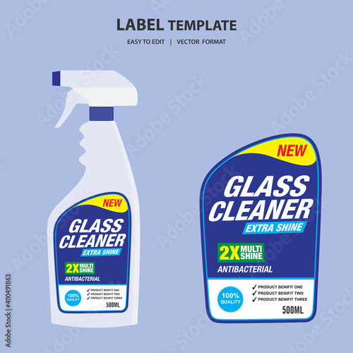 Cleaner, laundry detergent bottle label, toilet or sink cleaner, creative package banner design template. Mock up design and vector illustration.