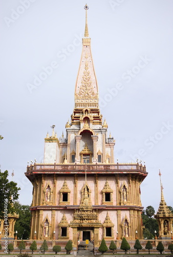 Pagoda. Wat Chalong temple in Phuket island  Thailand.