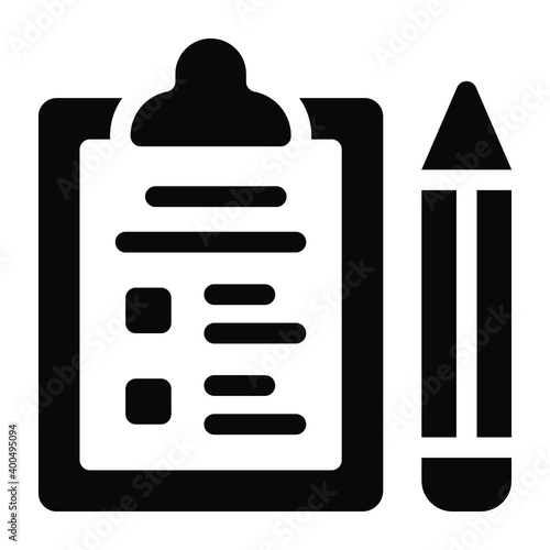 
Writing task list, solid icon of editing list 
