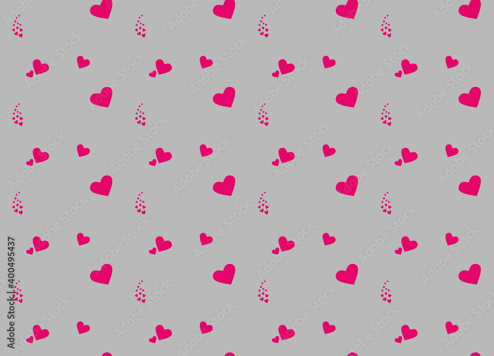 Pink hearts pattern design on grey background