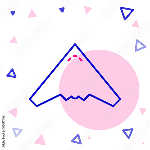 Line Jet fighter icon isolated on white background. Military aircraft. Colorful outline concept. Vector Illustration