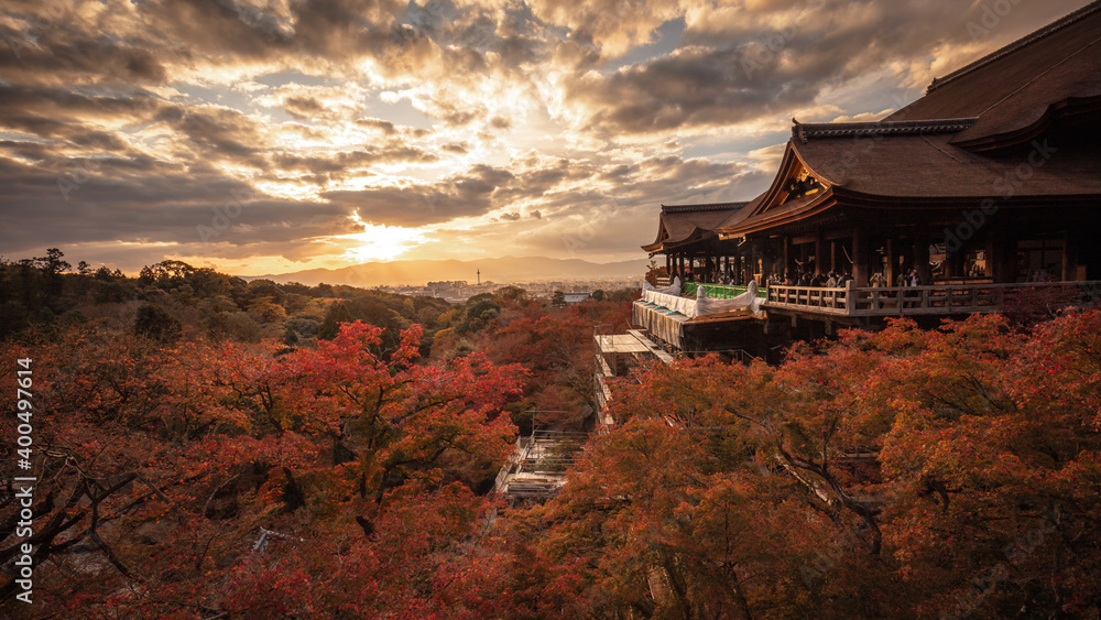 京都府 清水寺 紅葉 夕景 京都府 清水寺 紅葉 夕景