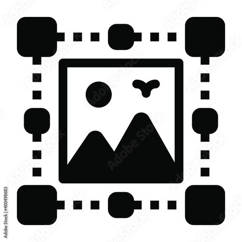 
Picture editing tool, solid icon of image crop 
