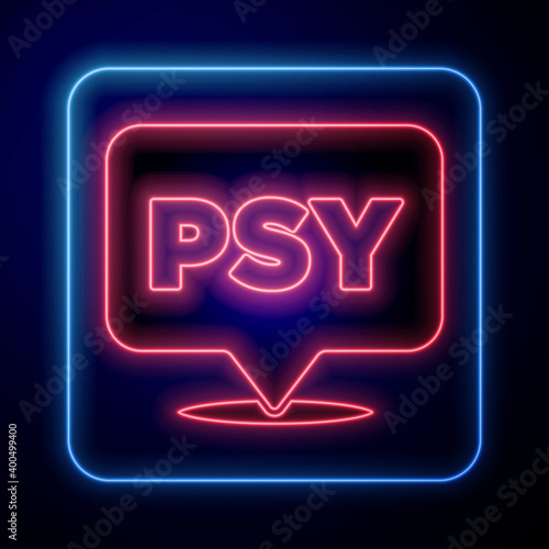 Glowing neon Psychology icon isolated on blue background. Psi symbol. Mental health concept, psychoanalysis analysis and psychotherapy.  Vector.