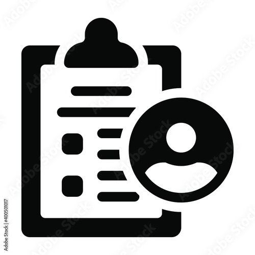 
Hr dept report, solid icon of user list 
