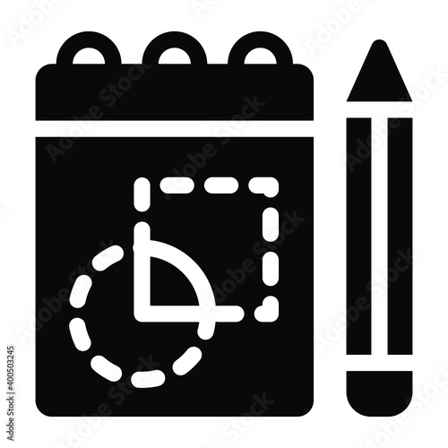 
Geometry draft icon of solid design, drafting notepad 
