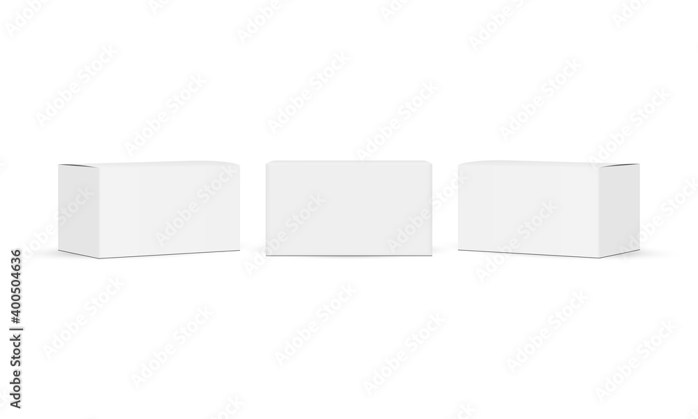 Three Small Rectangular Paper Boxes Mockups, Front and Side View