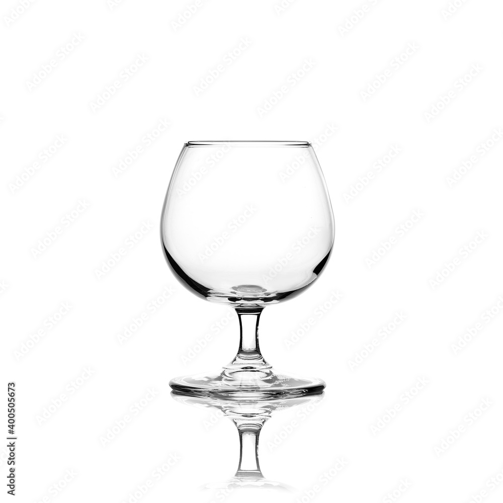 cognac glass glass on a white background with reflection cognac glass glass on a white background with reflection