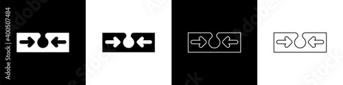 Set Acne icon isolated on black and white background. Inflamed pimple on the skin. The sebum in the clogged pore promotes the growth of a bacteria.  Vector.