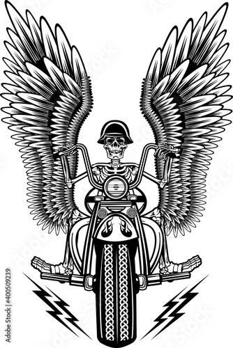 skeleton on motorcycle