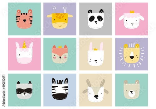Cute simple animal portraits