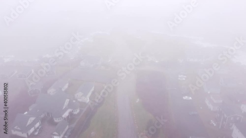 Aerial video flying through heavy fog photo