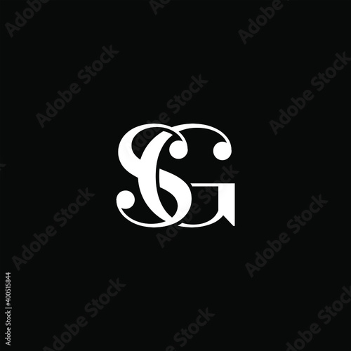 S G letter logo abstract design on black color background. sg monogram photo