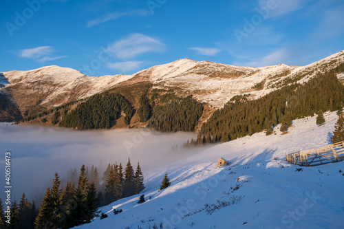 Mountain Ridge with sea of clouds.