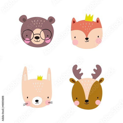 Cute simple animal portraits. Great for designing baby clothes.
