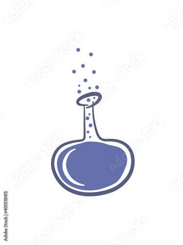 blue bottle with liquid. tube isolated on white background. Illustration image of chemistry lab equipment. for icons, symbols, logos. blue