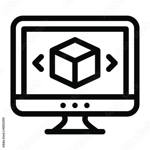 
Online 3d modelling, solid icon of module software 
