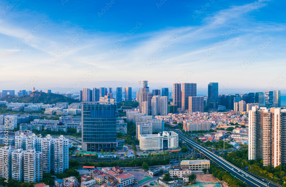 Fototapeta premium Scenery of CBD in Xiamen City, Fujian Province, China