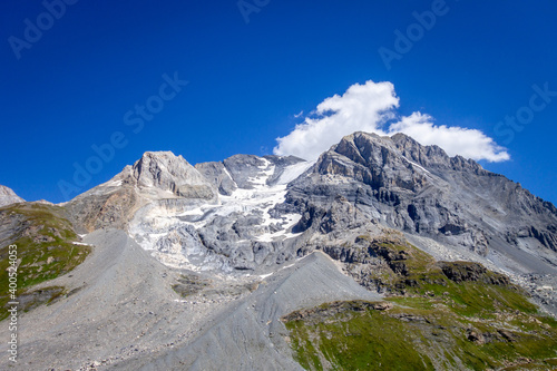 Grande Casse Alpine glacier landscape in French alps.