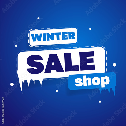Vector illustration of super winter sale banner template design, big sales special offer. end season party background