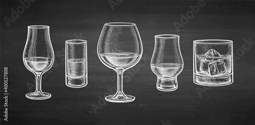 Chalk of whiskey glasses.