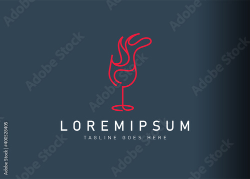 Glass splash of wine logo design. Icon vector illustration of glass of Wine with splash. Modern logo design with line art style.