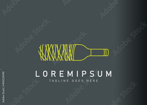 Abstract wine bottle logo design. Icon vector illustration of abstract nest wine bottle. Modern logo design with line art style.