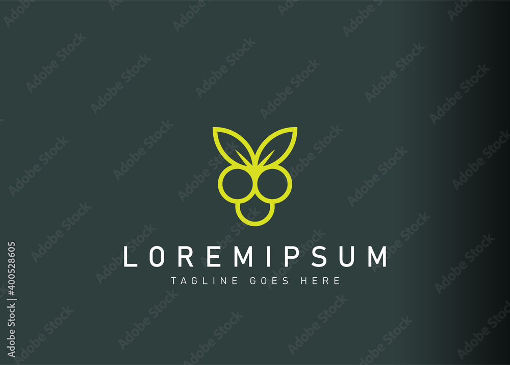 Green grapes logo design. Icon vector illustration of three green grapes. Modern logo design with line art style. Green grapes logo design. Icon vector illustration of three green grapes. Modern logo design with line art style.