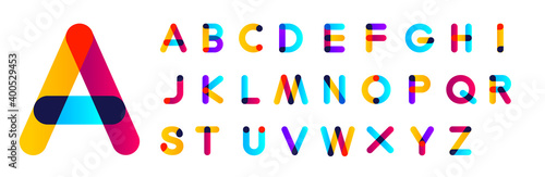 Vector font and alphabet. Abc English letters. Vector of colorful layered font and alphabet. Cute Color alphabet. Hand drawing font for children. Flat isolated vector illustration. a to z letters.