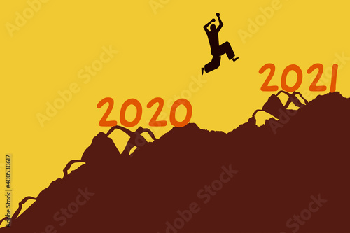 silhouette of a person, New Year goals, success concept, man jumping through hurdles, graphic design illustration wallpaper
