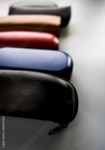 cases for glasses on a gray background 