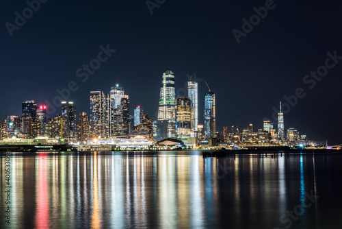 Manhattan panoramic skyline sunset view. New York City,