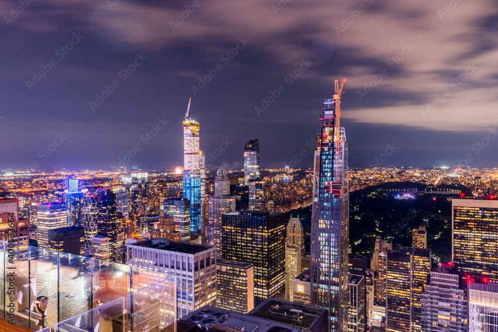 MANHATTAN, NEW YORK. Manhattan skyline and skyscrapers aerial view.