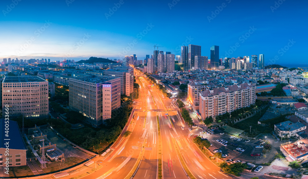 Fototapeta premium Night view of Xiamen City, Fujian Province, China