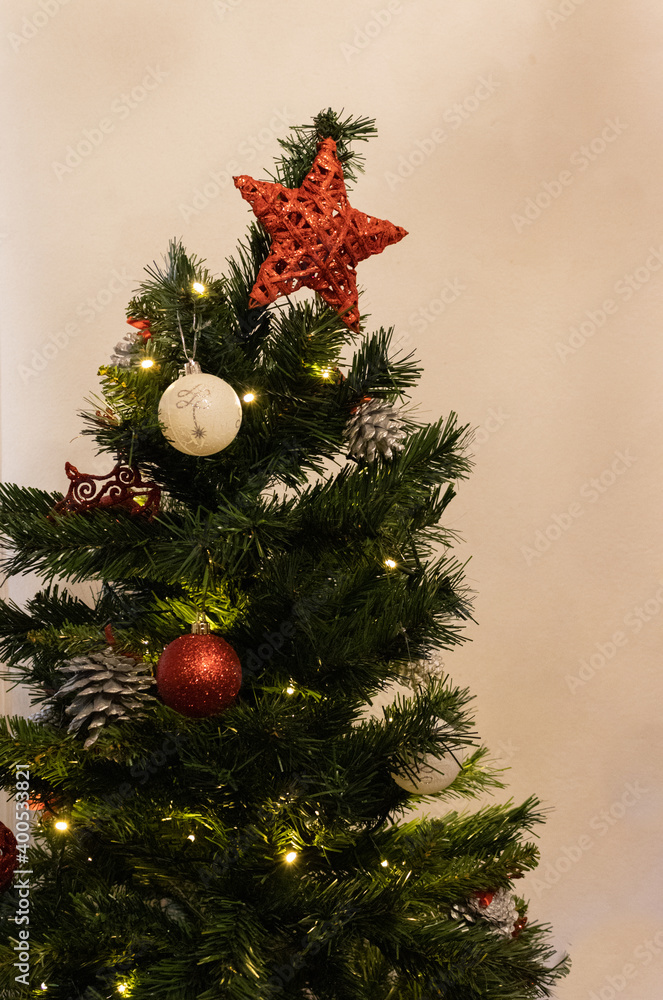 Christmas tree with decorations.