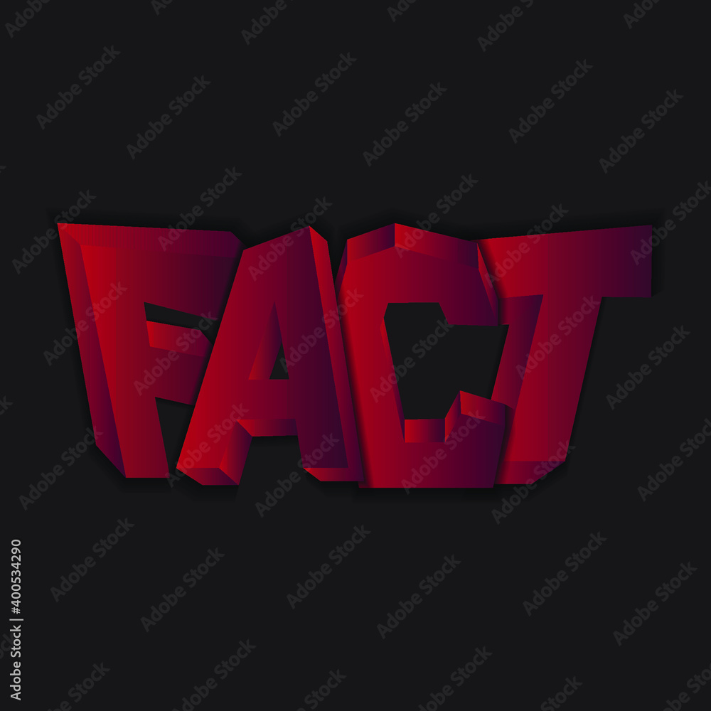 red volumetric vector word "fact" with gradient and shadow Stock Vector