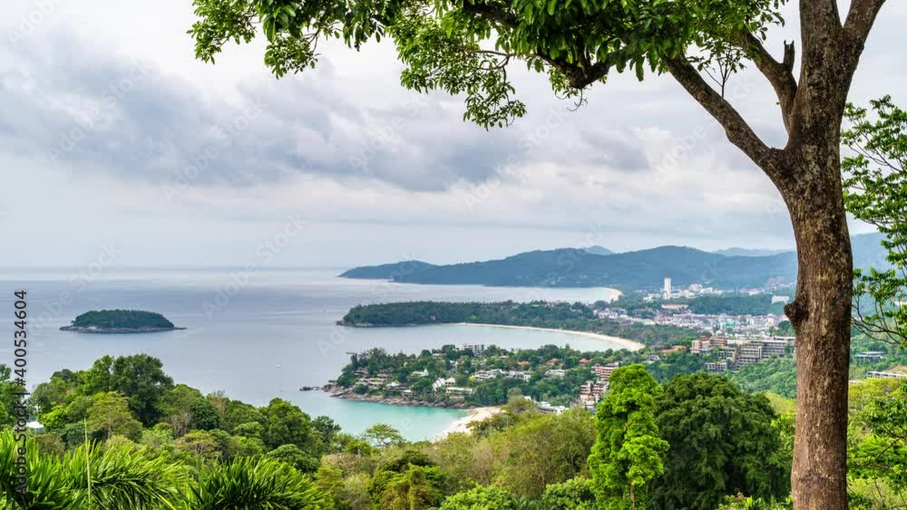 View of the beautiful Andaman sea and three bays at Karon Viewpoint, Phuket, Thailand View of the beautiful Andaman sea and three bays at Karon Viewpoint, Phuket, Thailand
