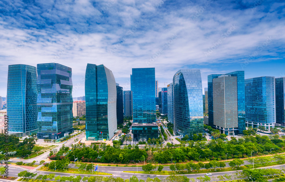 Obraz premium Scenery of urban CBD in Xiamen City, Fujian Province, China