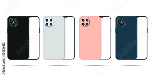 Smartphone frameless realistic and detailed front and back side vector illustration EPS10

