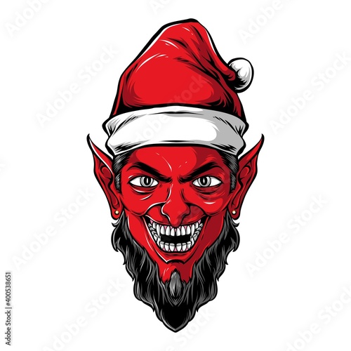 devil santa head vector artwork