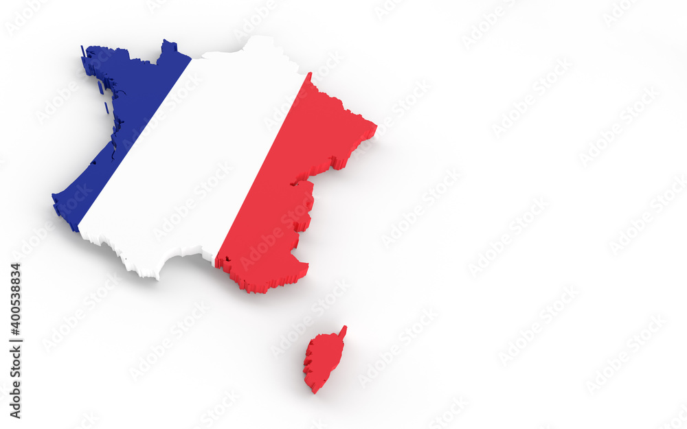Fototapeta premium France map with Franch flag 3D rendering