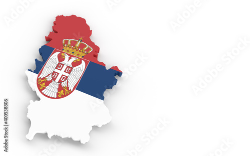 Fotografie Serbia map with Serbian flag 3D rendering