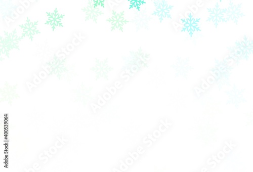 Light Green vector background with xmas snowflakes  stars.