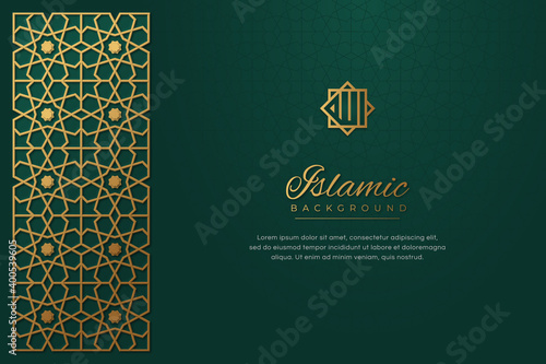 Islamic Arabic Style Golden Ornamental Frame Border Background	