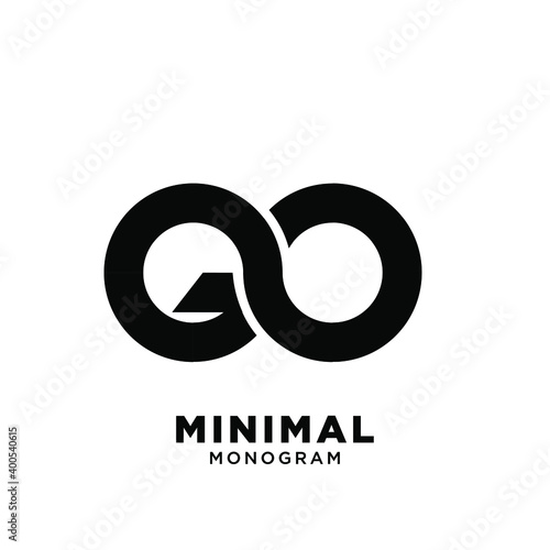 minimal initial letter go single line simple vector design isolated background