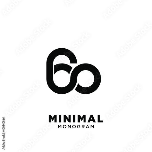 minimal initial letter go initial number 60 simple vector design isolated background