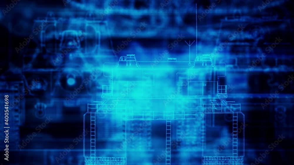 Tank Blueprints representing technology of war. High quality 4k footage Tank Blueprints representing technology of war. High quality 4k footage