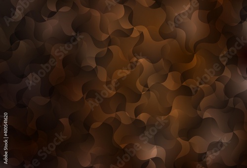 Dark Brown vector background with curved lines.