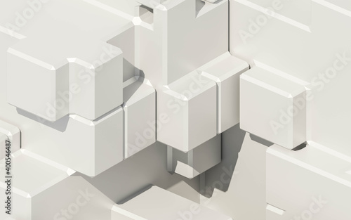 abstract white cubes 3d render illustration wallpaper background