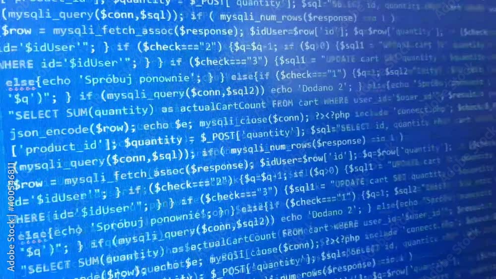 Blue software development screen. Computer science. Programming language background. Blue software development screen. Computer science. Programming language background.